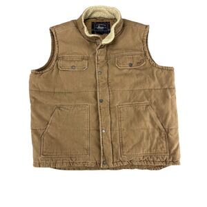 G.H. Bass Men's XXL Canvas Workwear Vest Sherpa Collar Brown Barn Chore Gorpcore